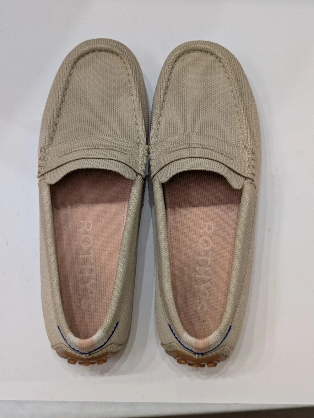 Rothy's Beige Canvas Penny Loafers